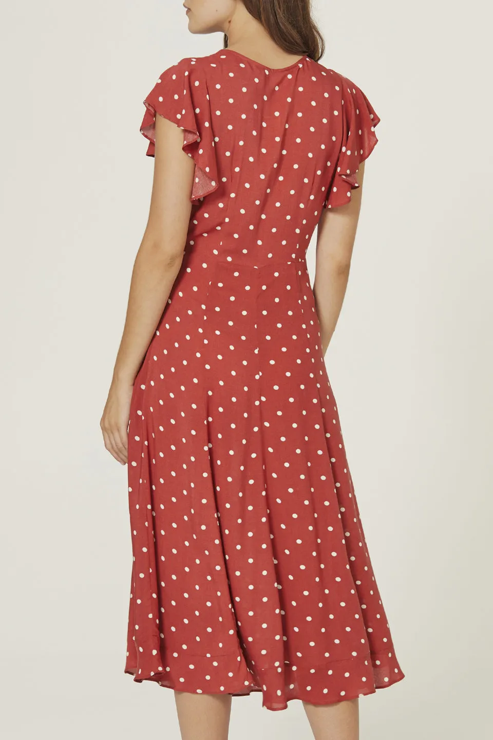 Polly Sunday SS Red Spot Midi Dress