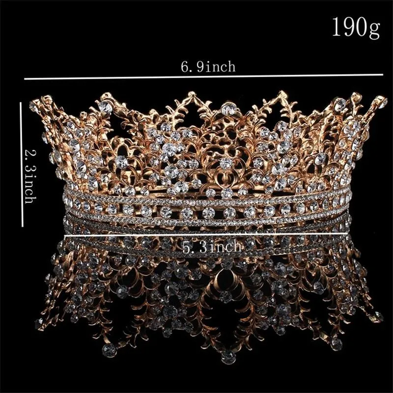 Queen's Dream Rhinestone Gold Color Crown with Zircon Crystals