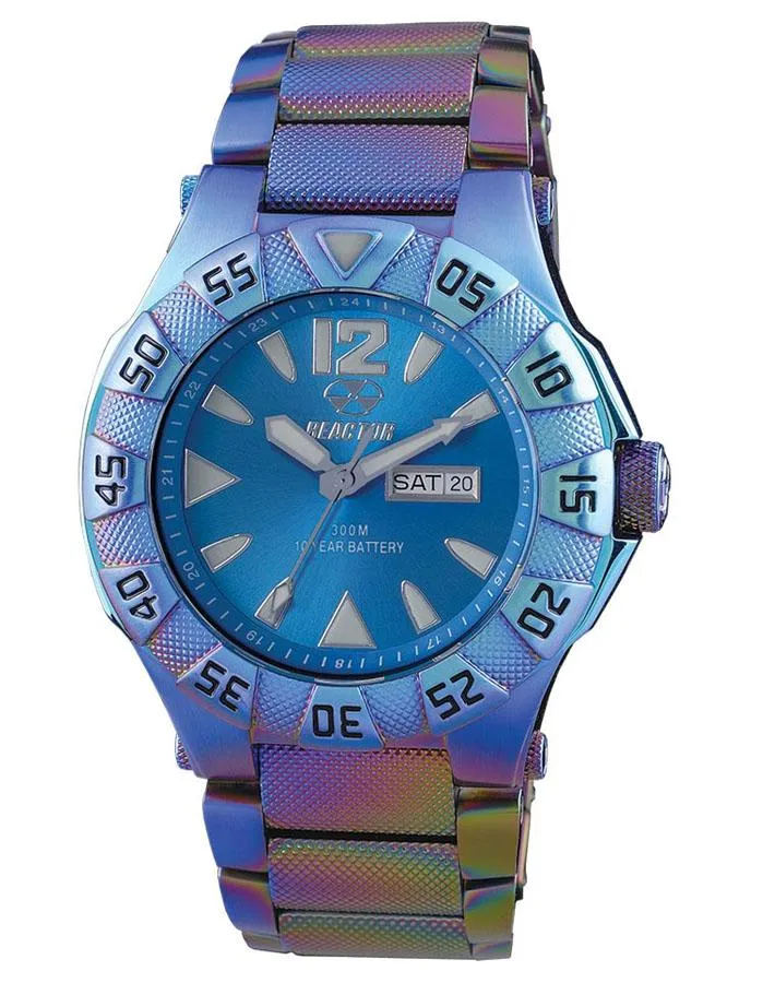 Reactor Mens Gamma - Ionized Stainless Steel - Blue Dial - Day/Date - 300M