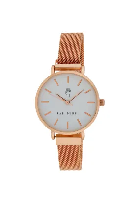 ROBIN Round Face Mesh Bracelet Watch in Rose Gold, 33mm