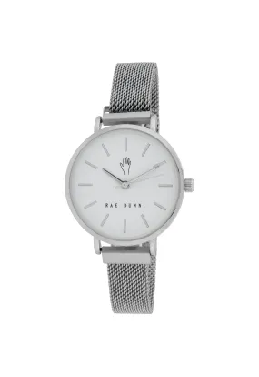 ROBIN Round Face Mesh Bracelet Watch in Silver, 33mm