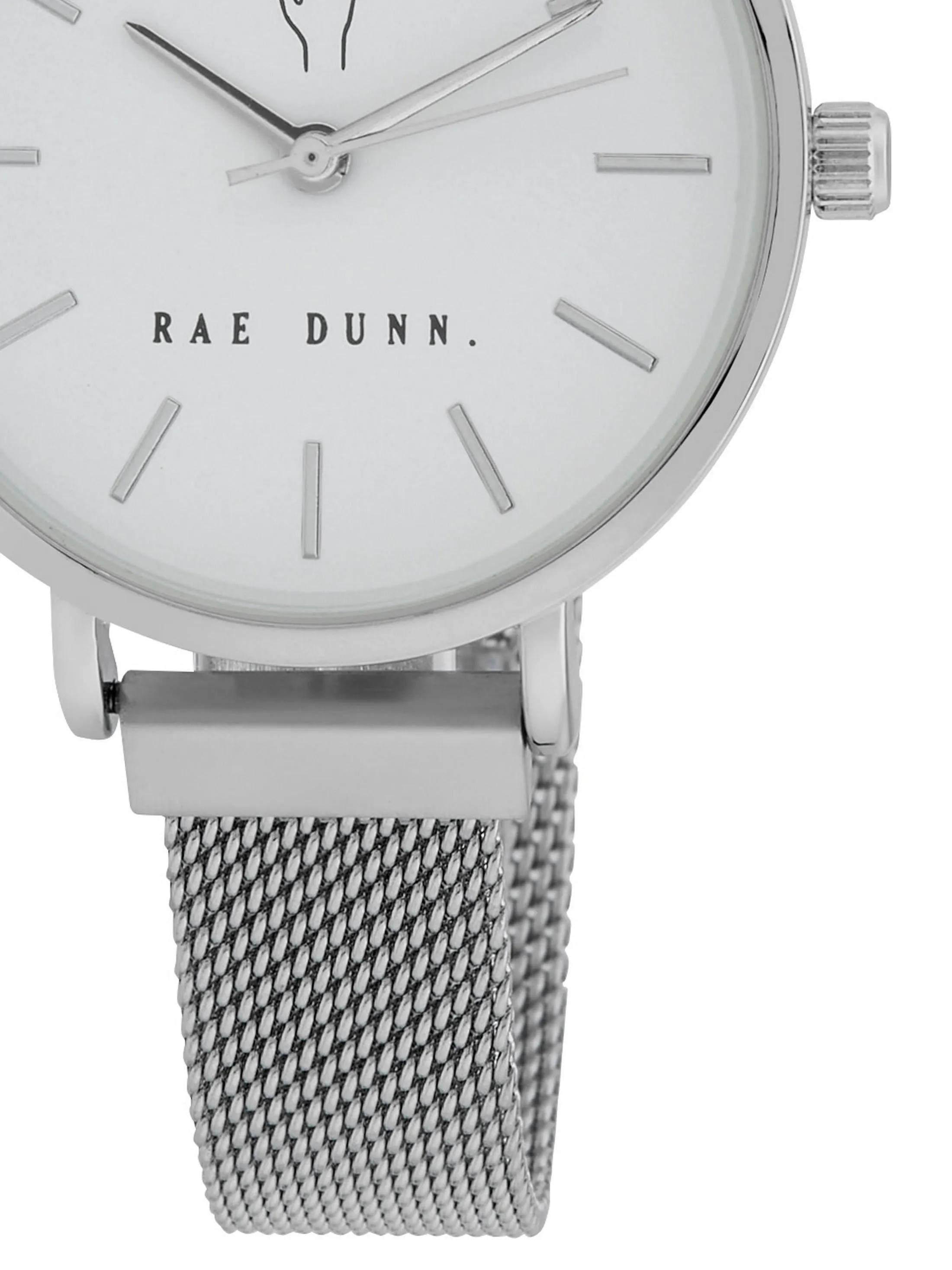 ROBIN Round Face Mesh Bracelet Watch in Silver, 33mm