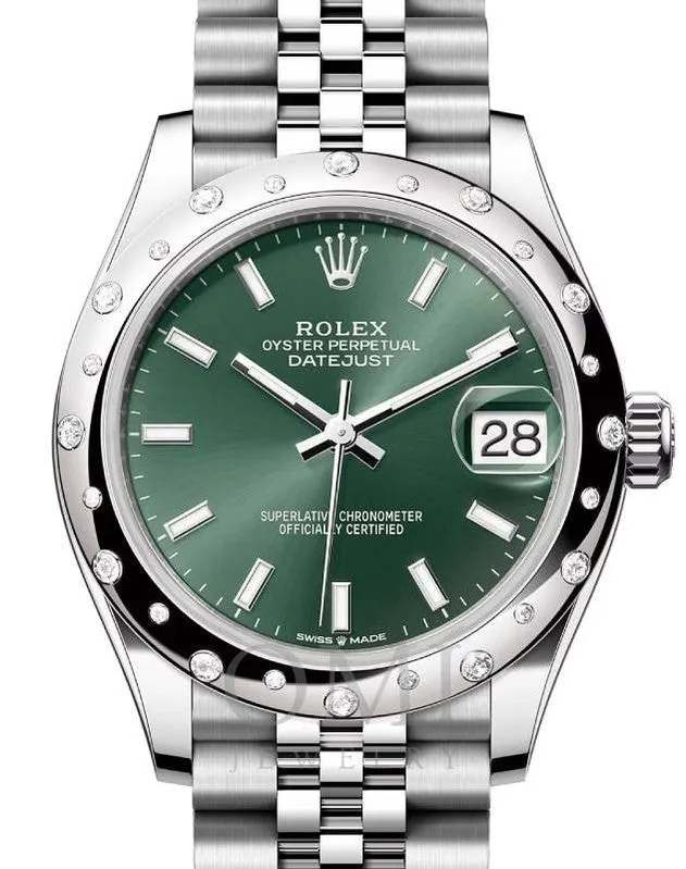 Rolex Datejust 278344RBR 31MM Stainless Steel Watch With Jubilee Bracelet And Domed Diamond Bezel