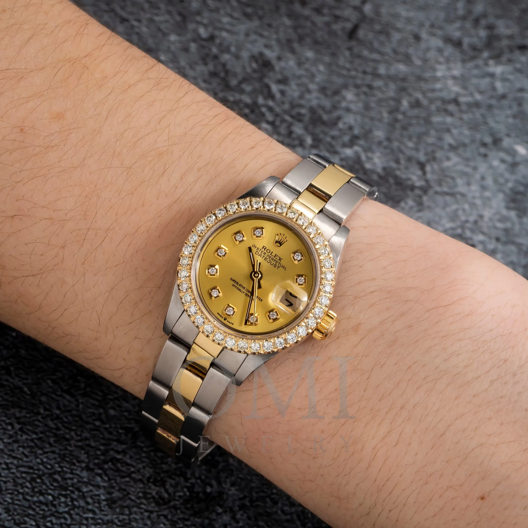 Rolex Datejust 69173 26MM Champagne Diamond Dial With Two Tone Bracelet