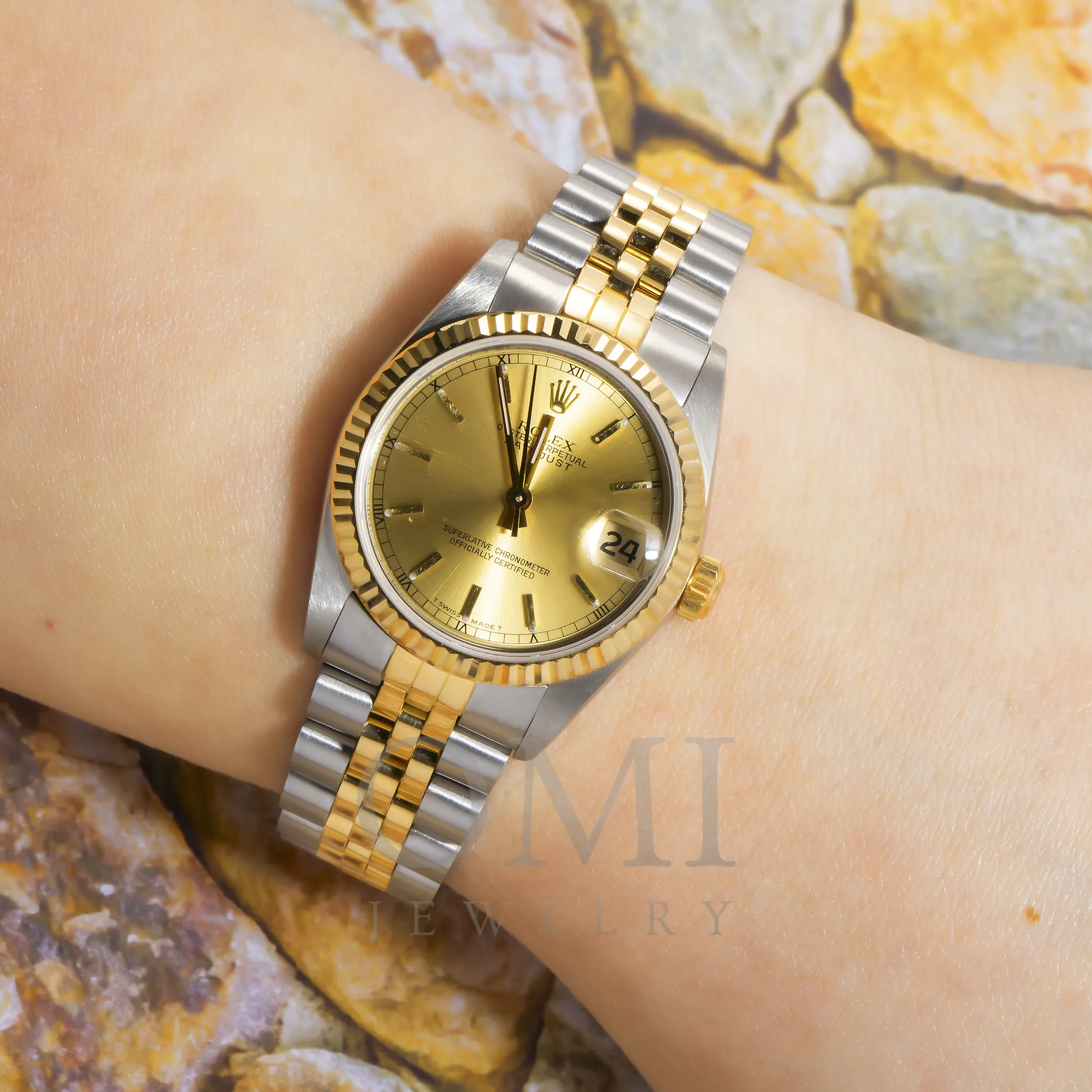 Rolex Lady-Datejust 68273 31MM Champagne Dial With Yellow Gold Jubilee Bracelet