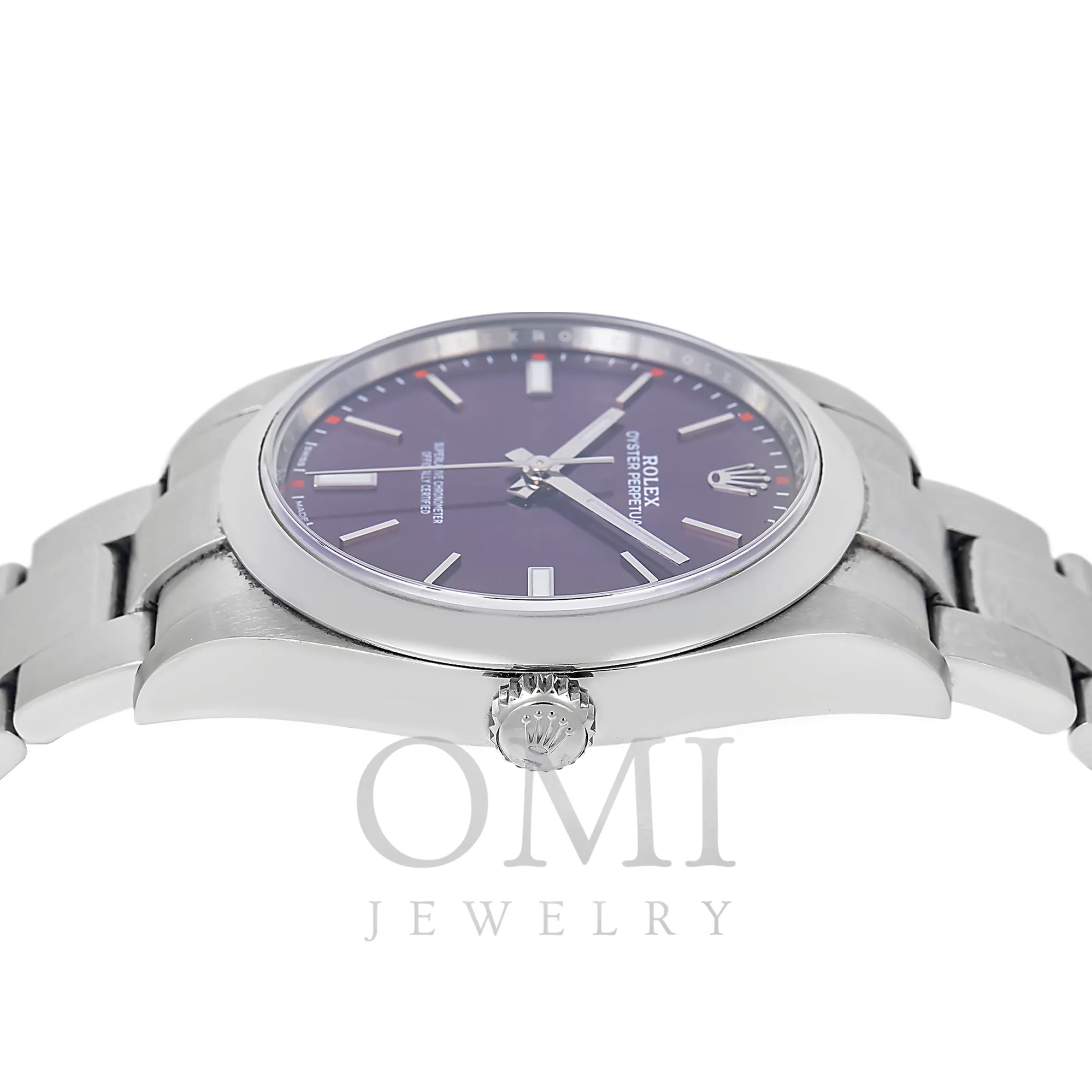 ROLEX OYSTER PERPETUAL 114300 39MM RED GRAPE DIAL WITH STAINLESS STEEL OYSTER BRACELET