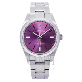 ROLEX OYSTER PERPETUAL 114300 39MM RED GRAPE DIAL WITH STAINLESS STEEL OYSTER BRACELET