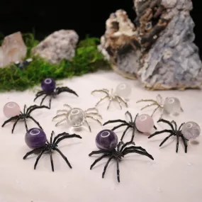 Rose Quartz, Amethyst or Quartz Sphere Spider Trinket ~ Spooky and Fun