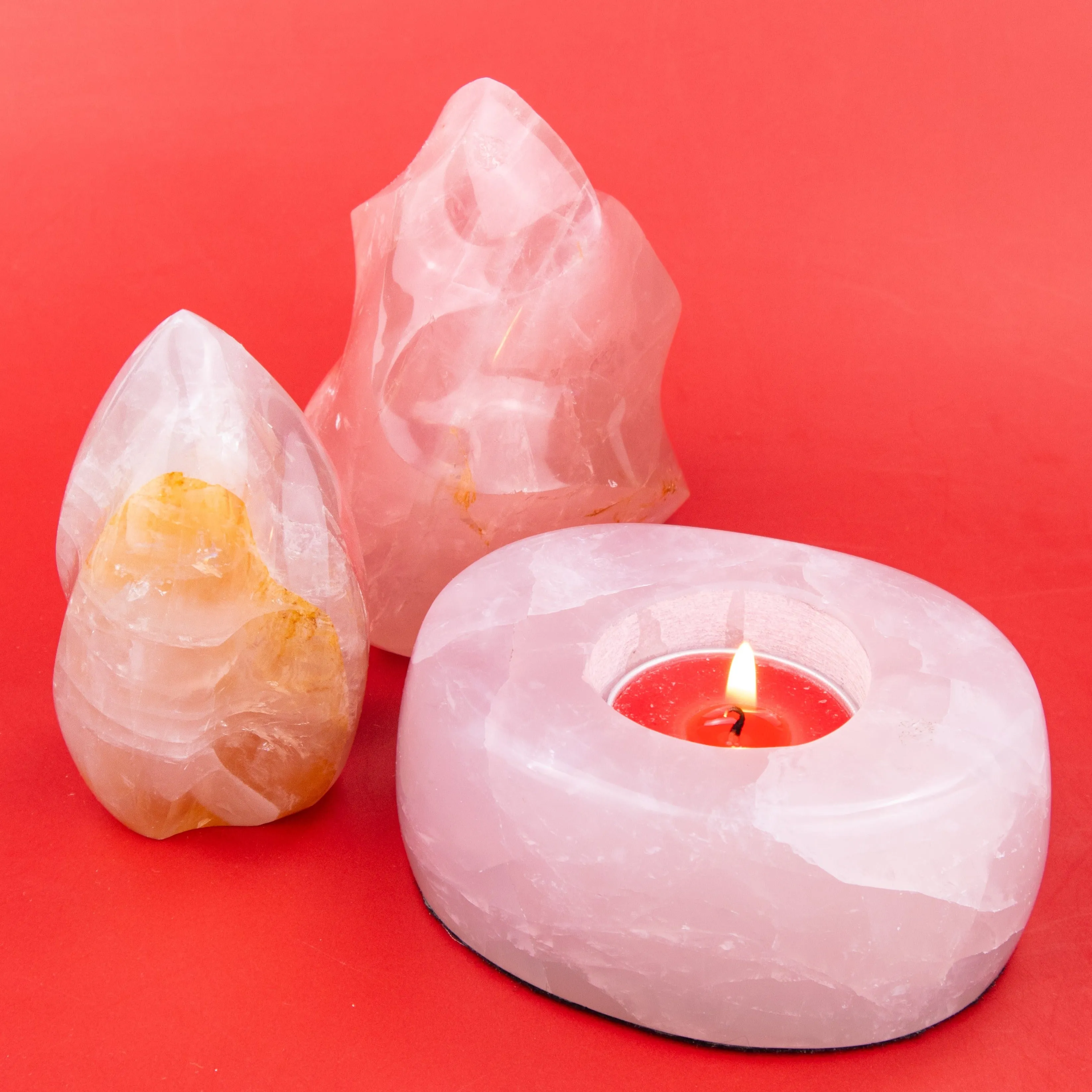 Rose Quartz Candle Holder