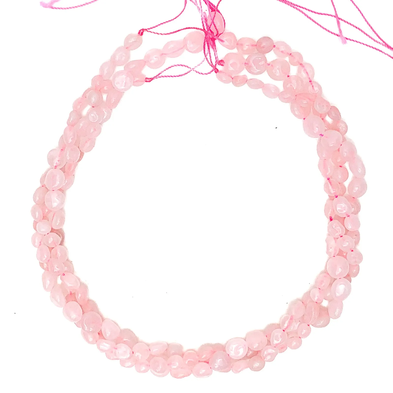 Rose Quartz Madagascar Small Smooth Pebbles Bead Strand