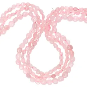 Rose Quartz Madagascar Small Smooth Pebbles Bead Strand