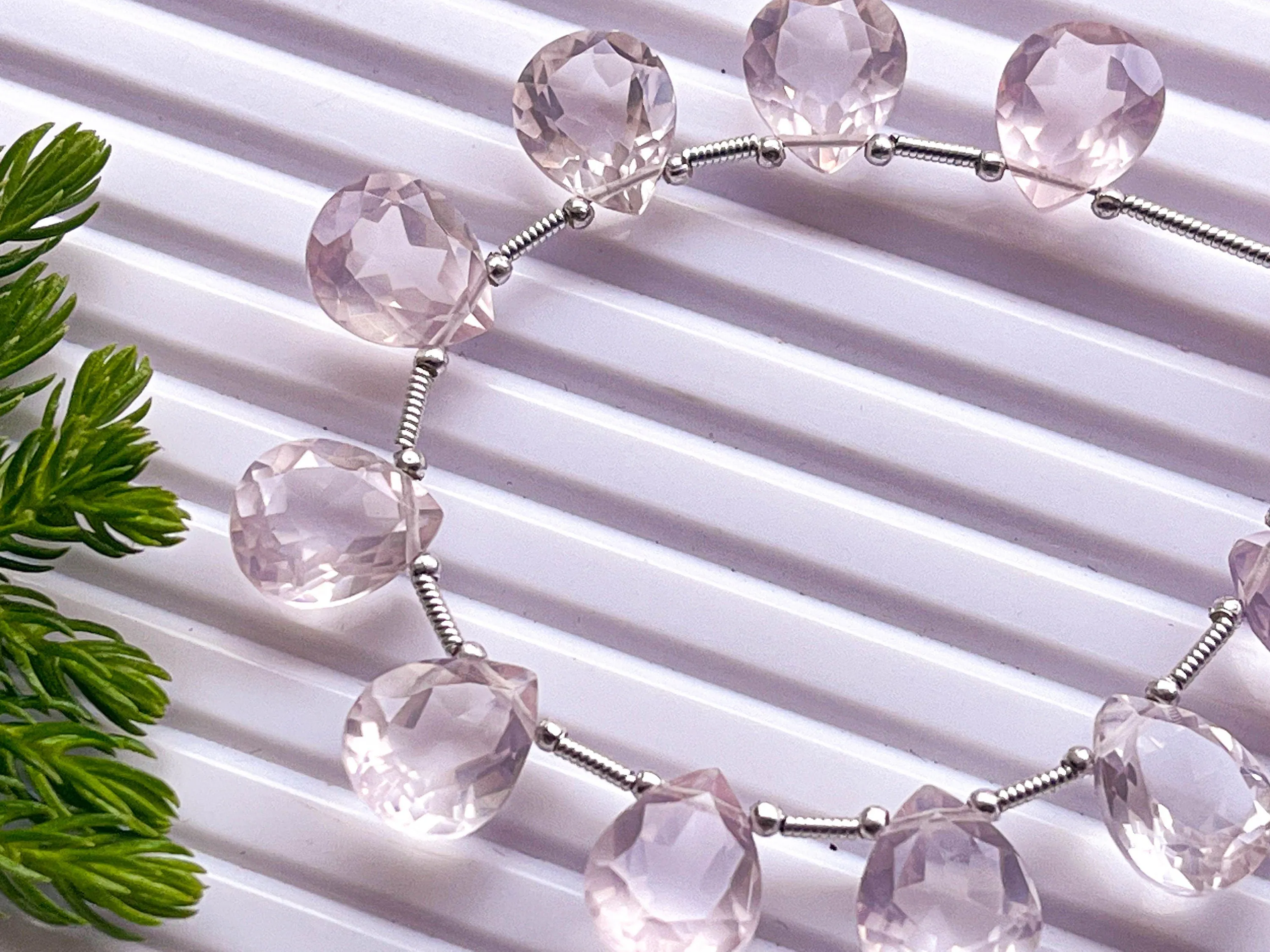 Rose Quartz Pear Shape Cut Stone Beads