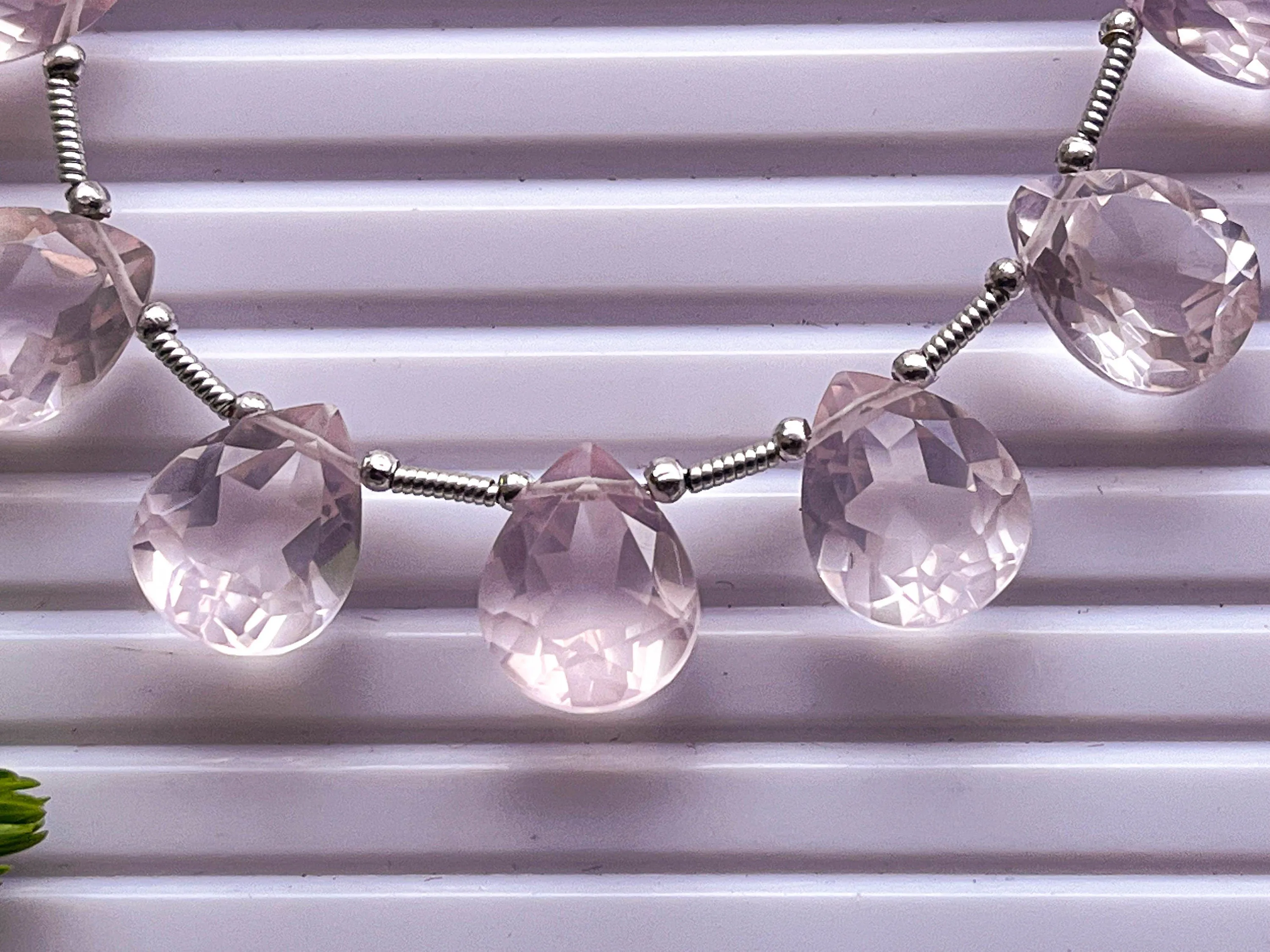 Rose Quartz Pear Shape Cut Stone Beads