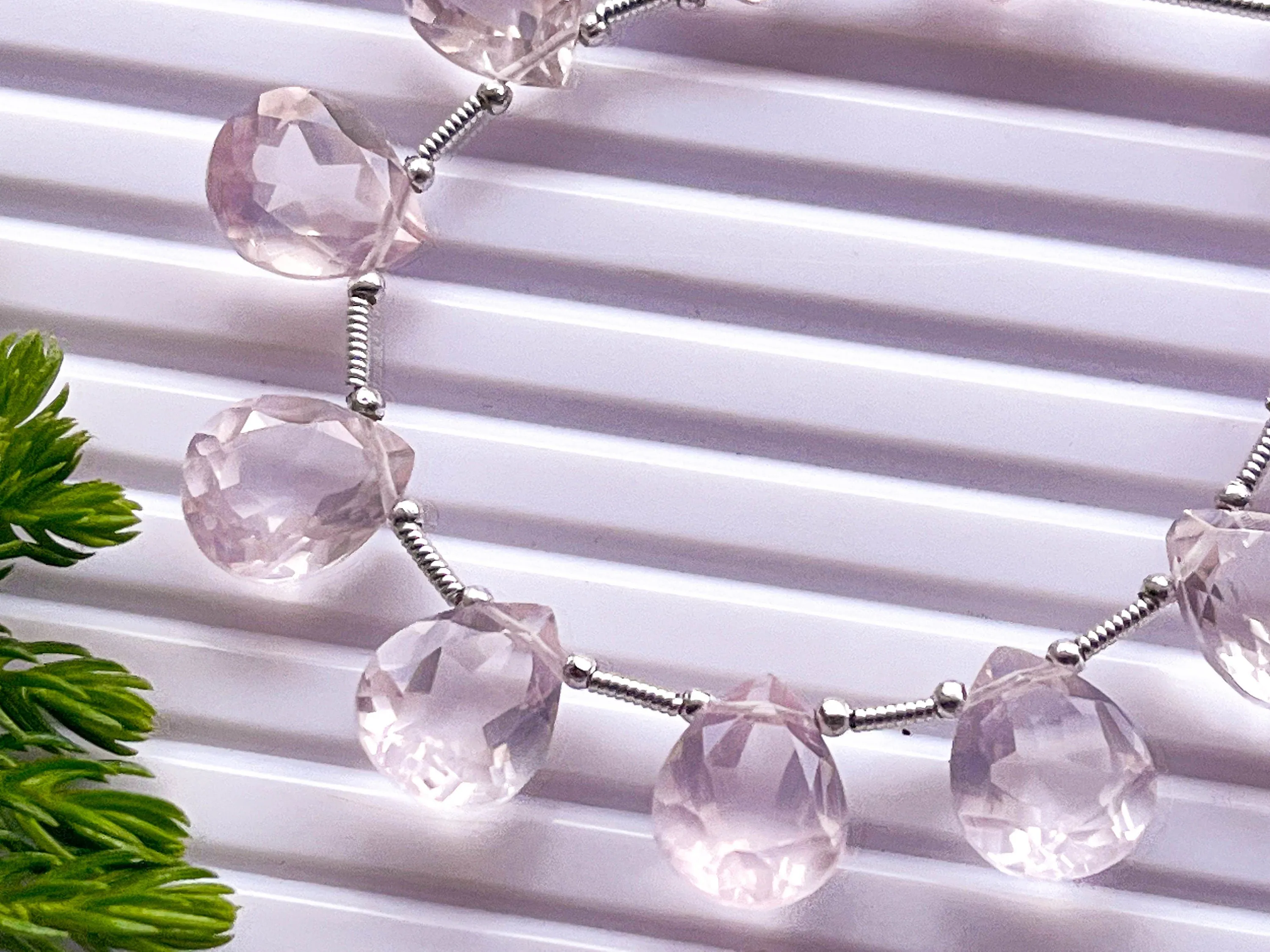 Rose Quartz Pear Shape Cut Stone Beads