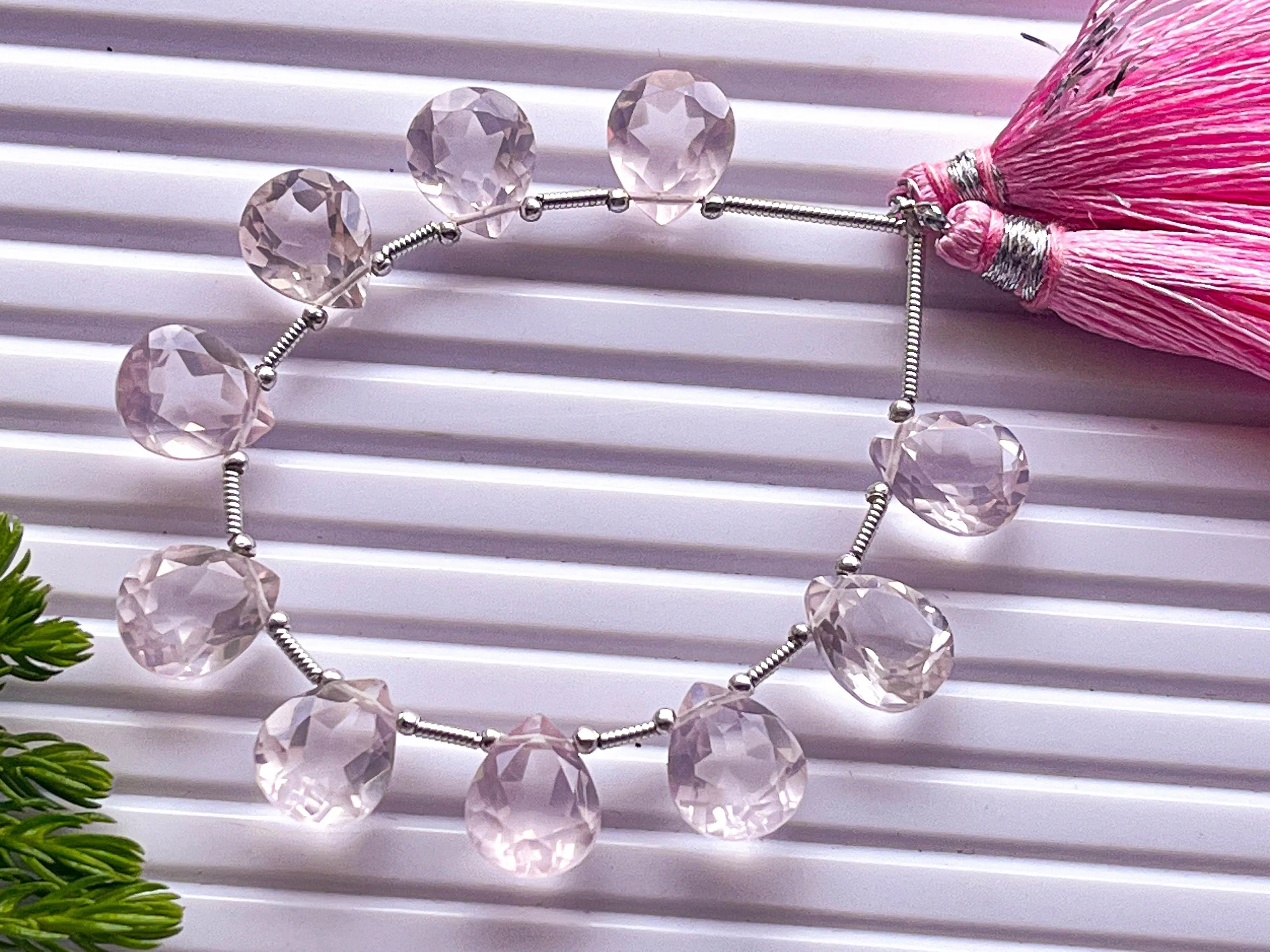 Rose Quartz Pear Shape Cut Stone Beads