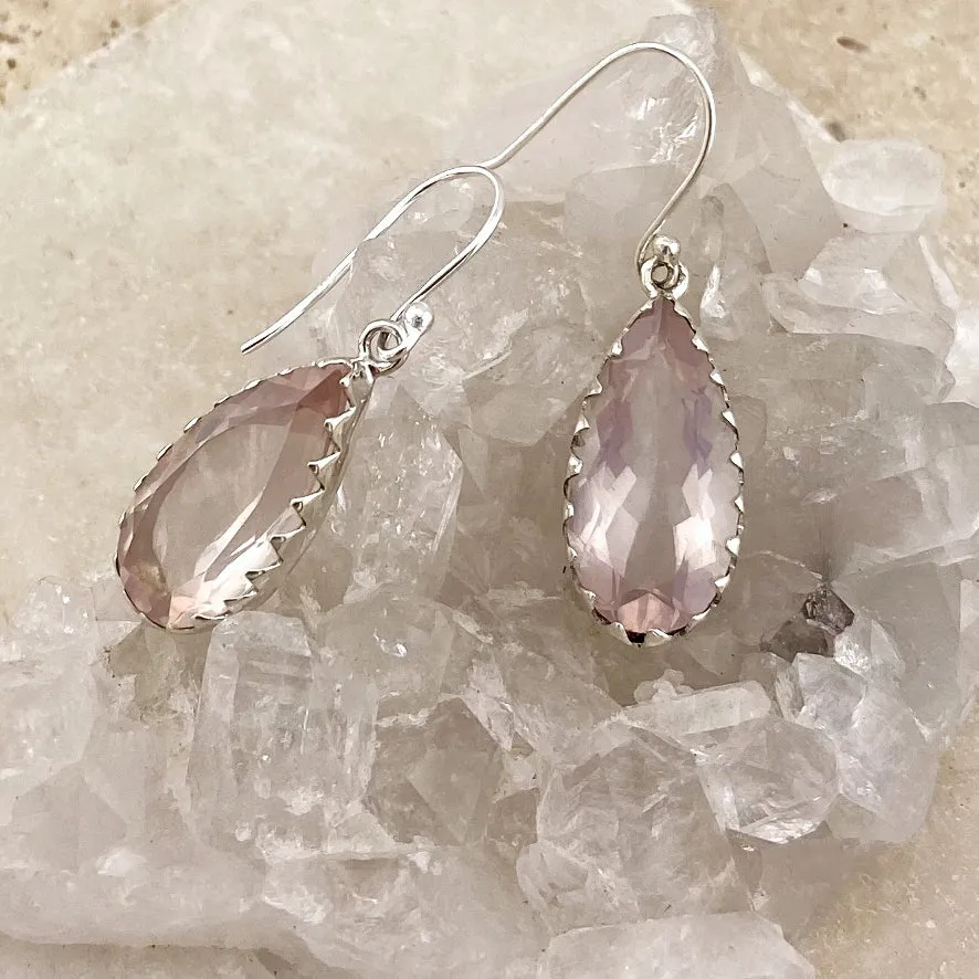 Rose Quartz Teardrop Earrings - Melita