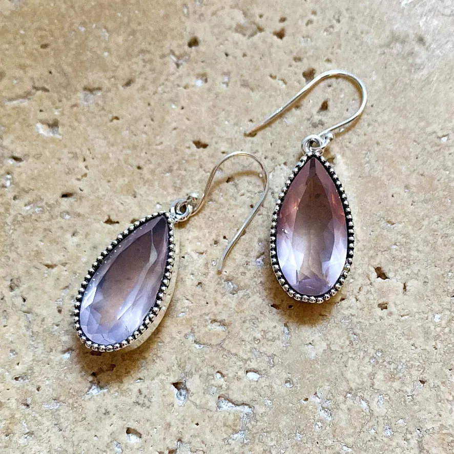 Rose Quartz Teardrop Earrings - Paradis