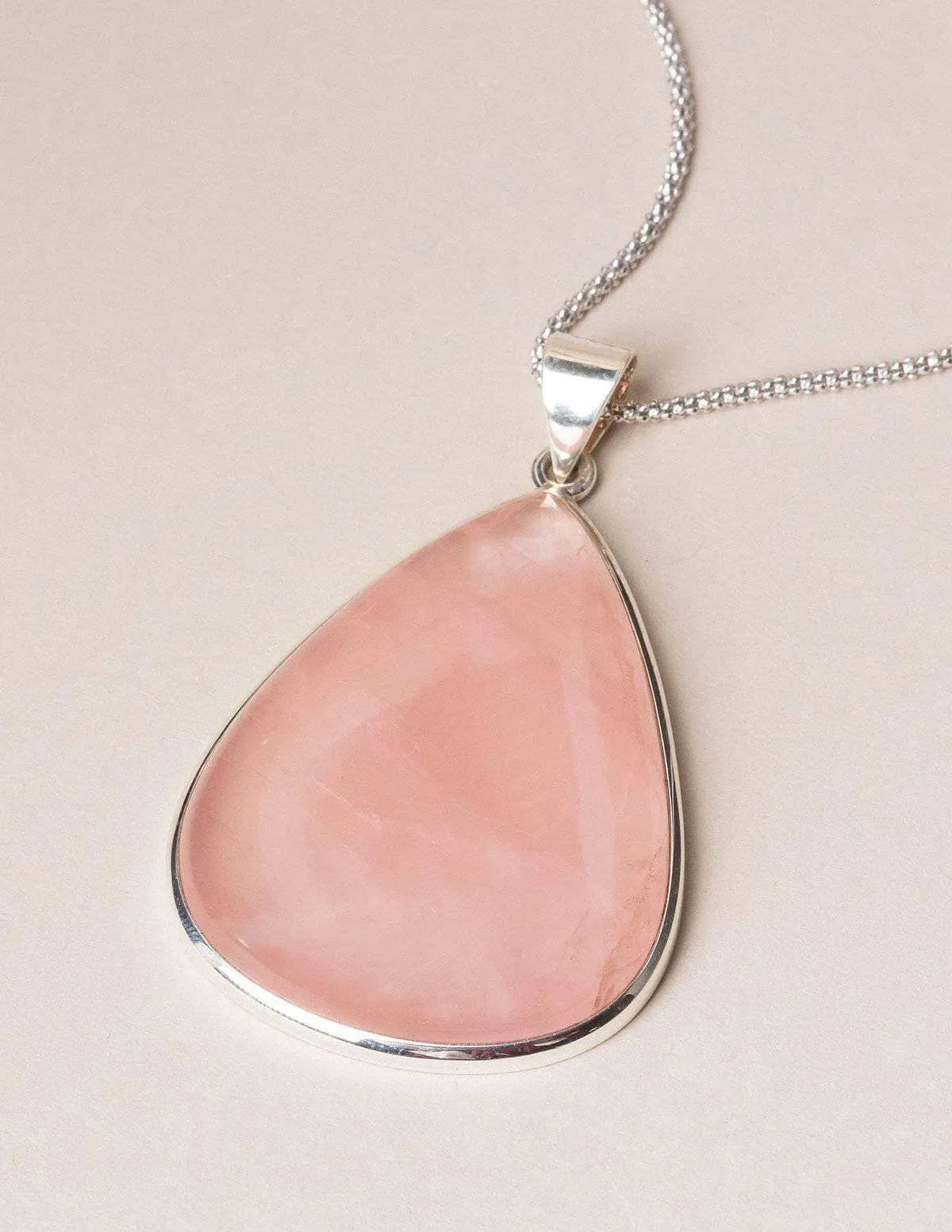 Rose Quartz Teardrop Gemstone Pendant