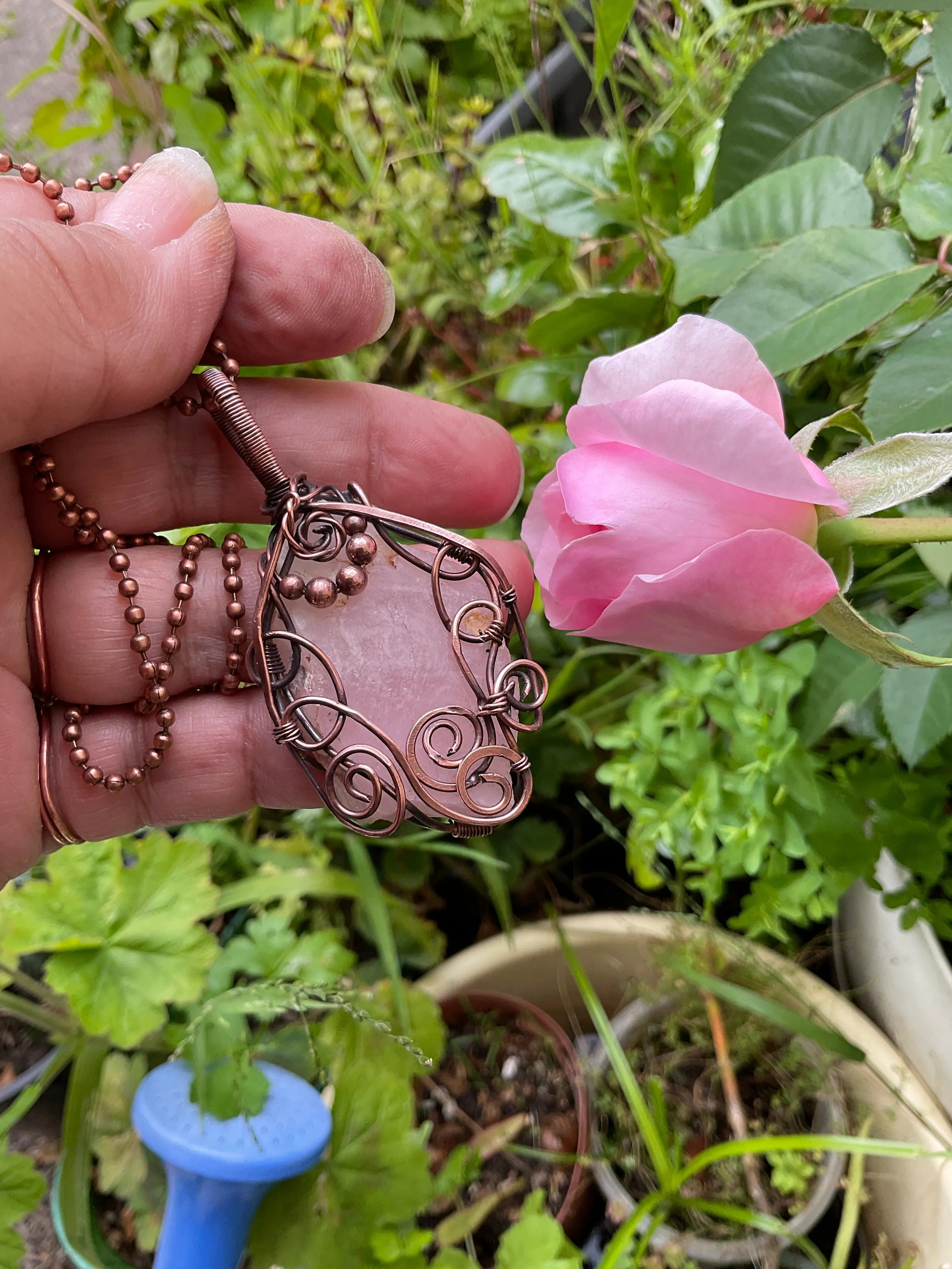 Rose Quartz Wire Wrapped Pendant