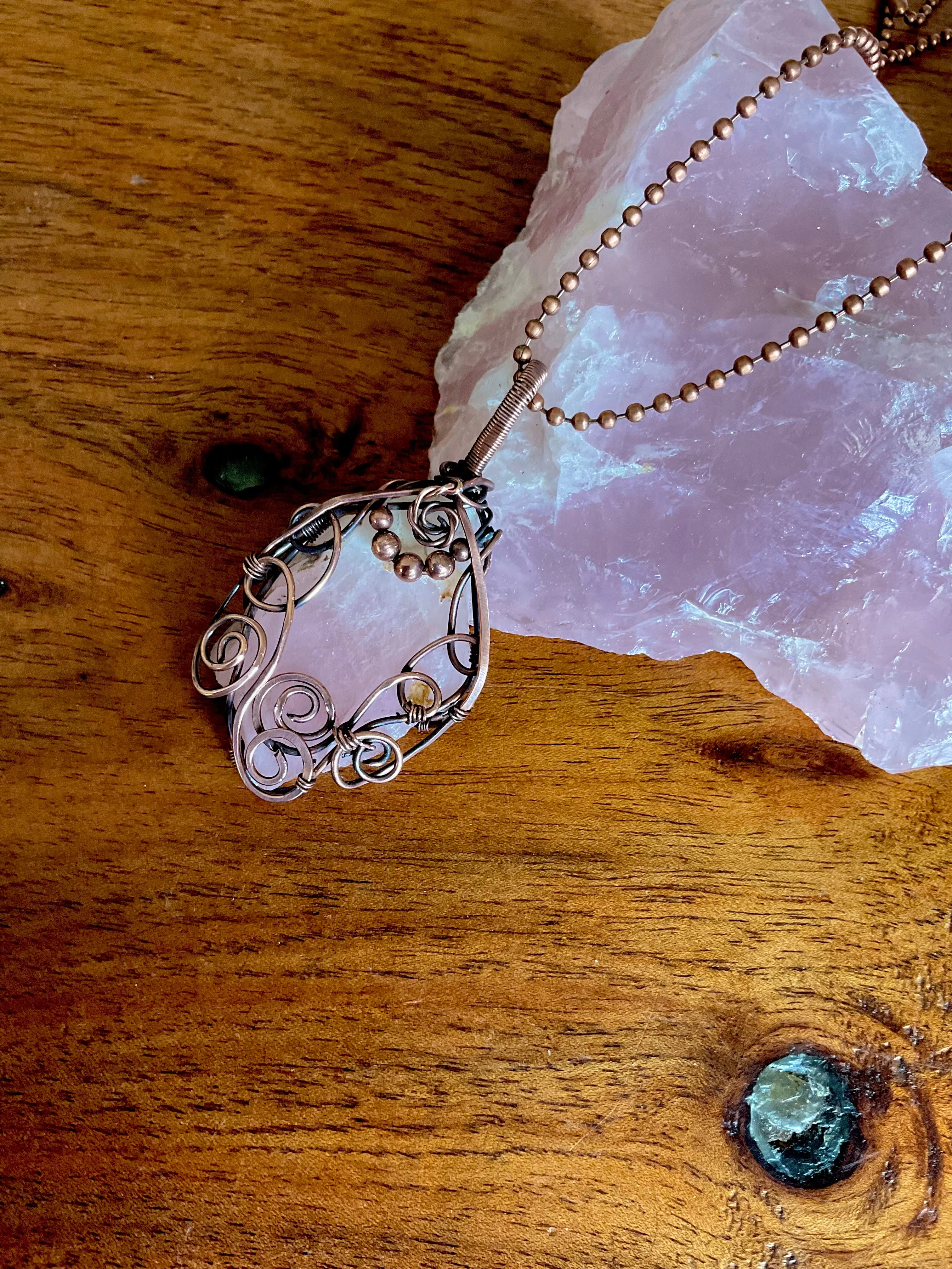 Rose Quartz Wire Wrapped Pendant