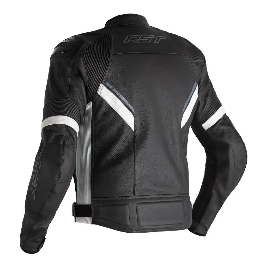 RST Sabre CE Mens Leather Jacket - Black / White