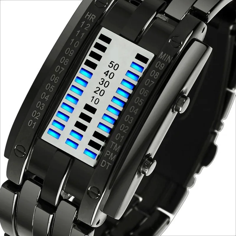 SKMEI  0926 Fashion Creative Sport Watch Men Stainless Steel Strap LED Display Watches 5Bar Waterproof Digital Watch reloj hombre