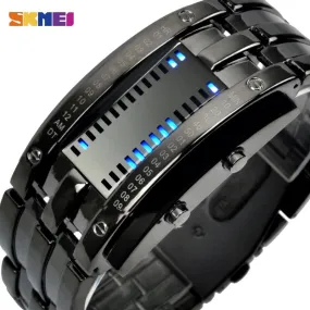 SKMEI  0926 Fashion Creative Sport Watch Men Stainless Steel Strap LED Display Watches 5Bar Waterproof Digital Watch reloj hombre