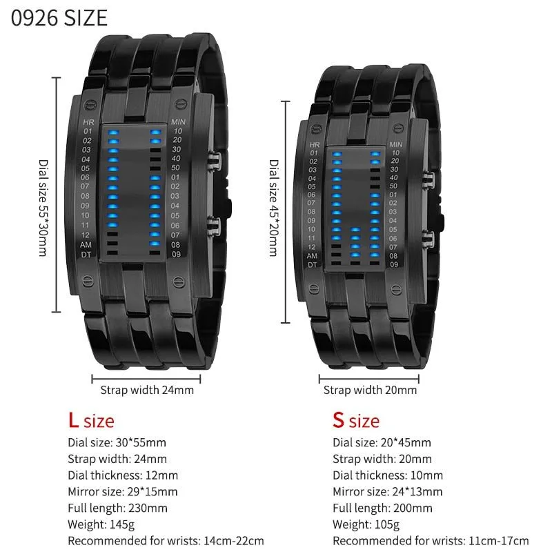 SKMEI  0926 Fashion Creative Sport Watch Men Stainless Steel Strap LED Display Watches 5Bar Waterproof Digital Watch reloj hombre