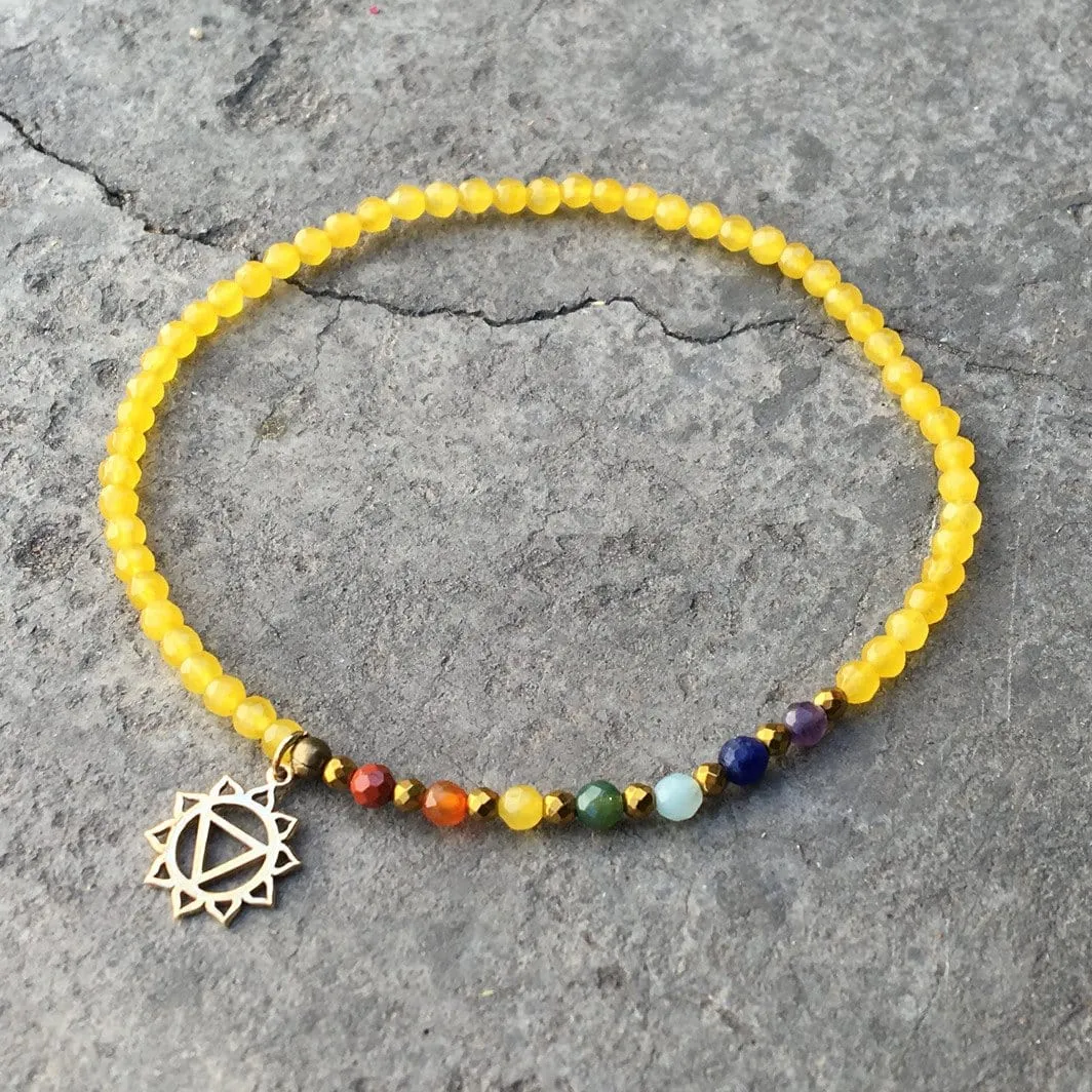 Solar Plexus Chakra Anklet, Chakra Gemstones and Yellow Jade Anklet