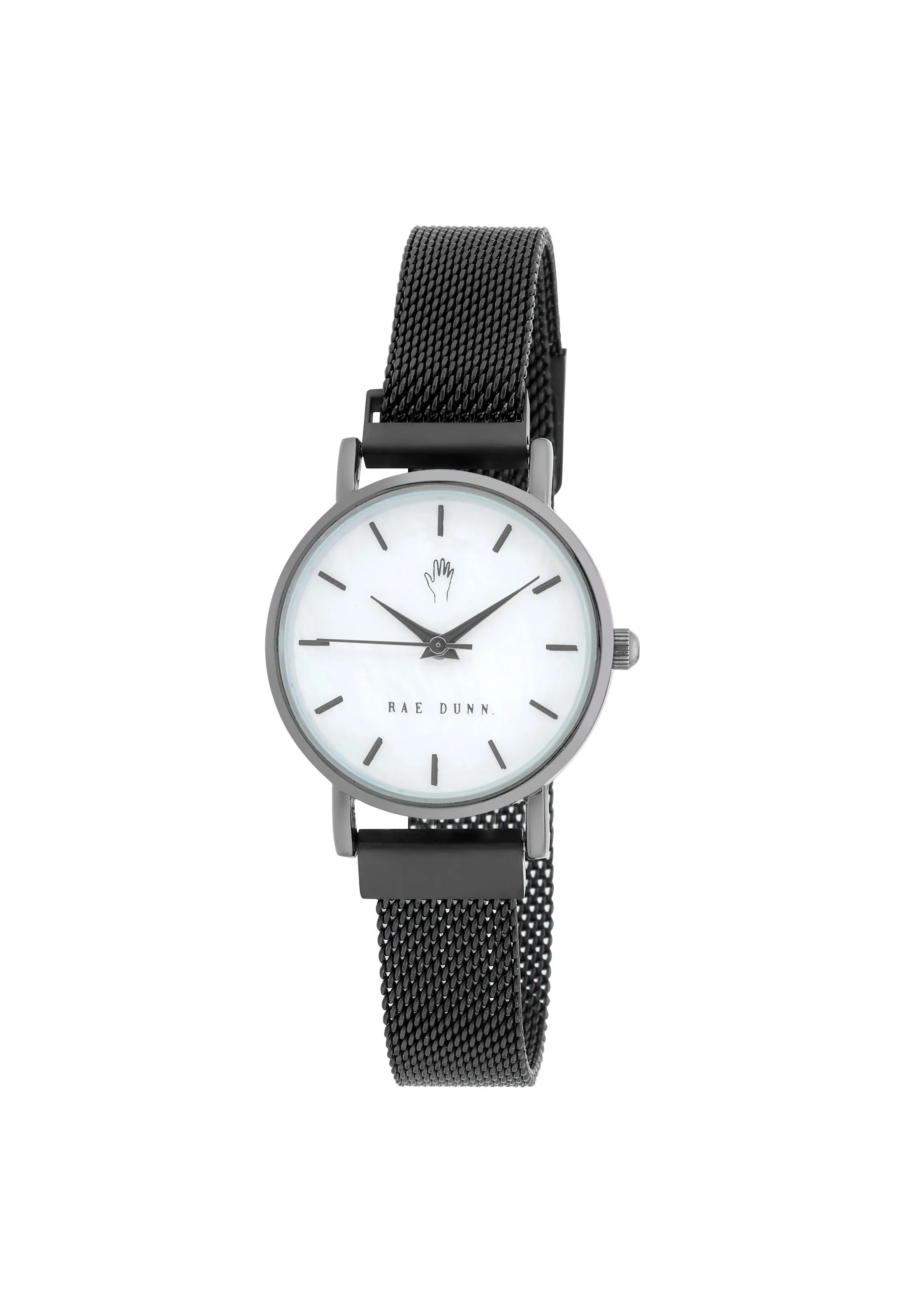 TARA Small Round Face Mesh Bracelet Watch in Black, 29mm