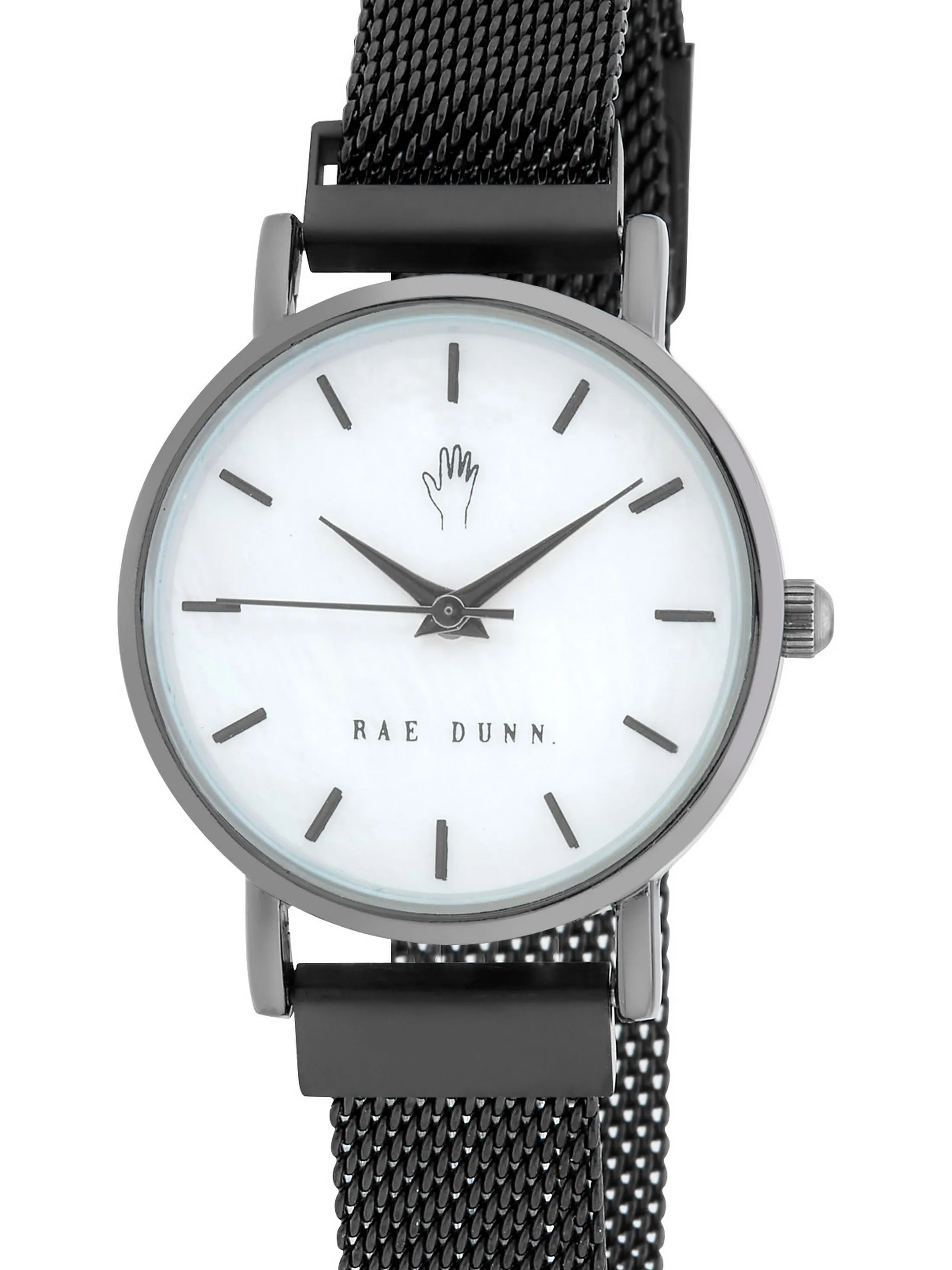 TARA Small Round Face Mesh Bracelet Watch in Black, 29mm