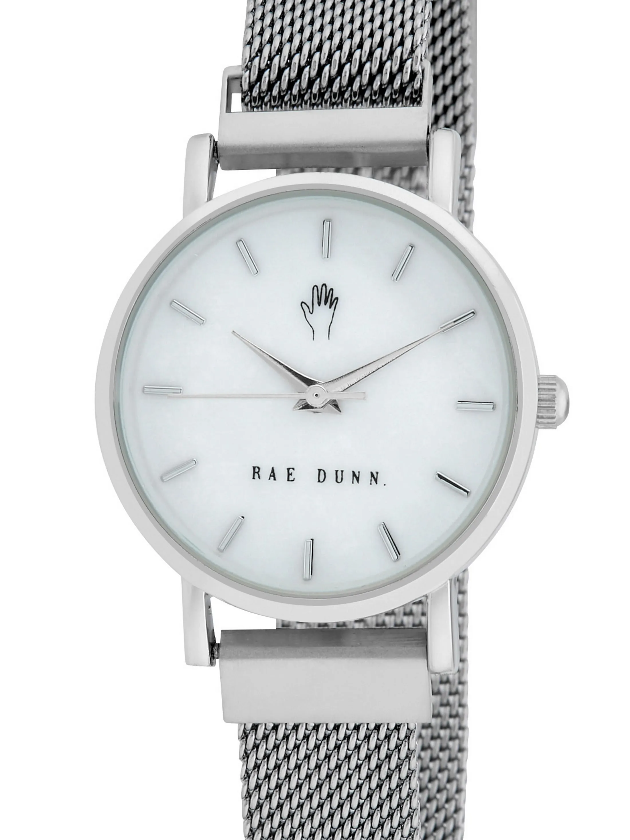 TARA Small Round Face Mesh Bracelet Watch in Silver, 29mm