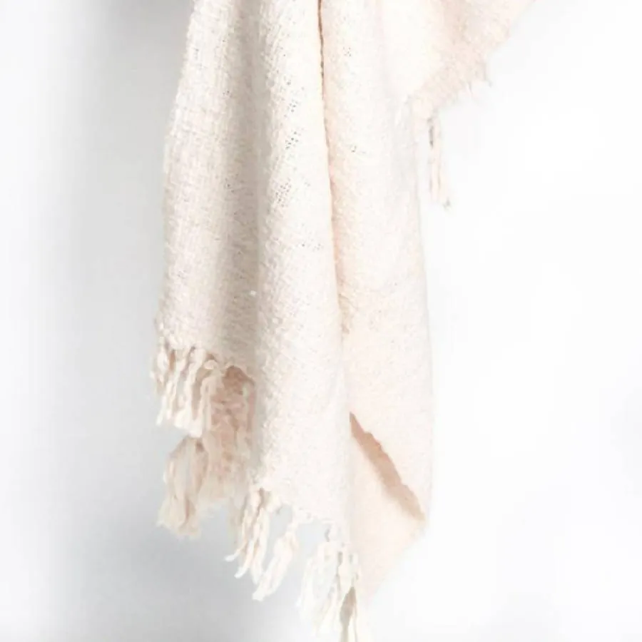 Textured Oxford Throw Blanket - Cream