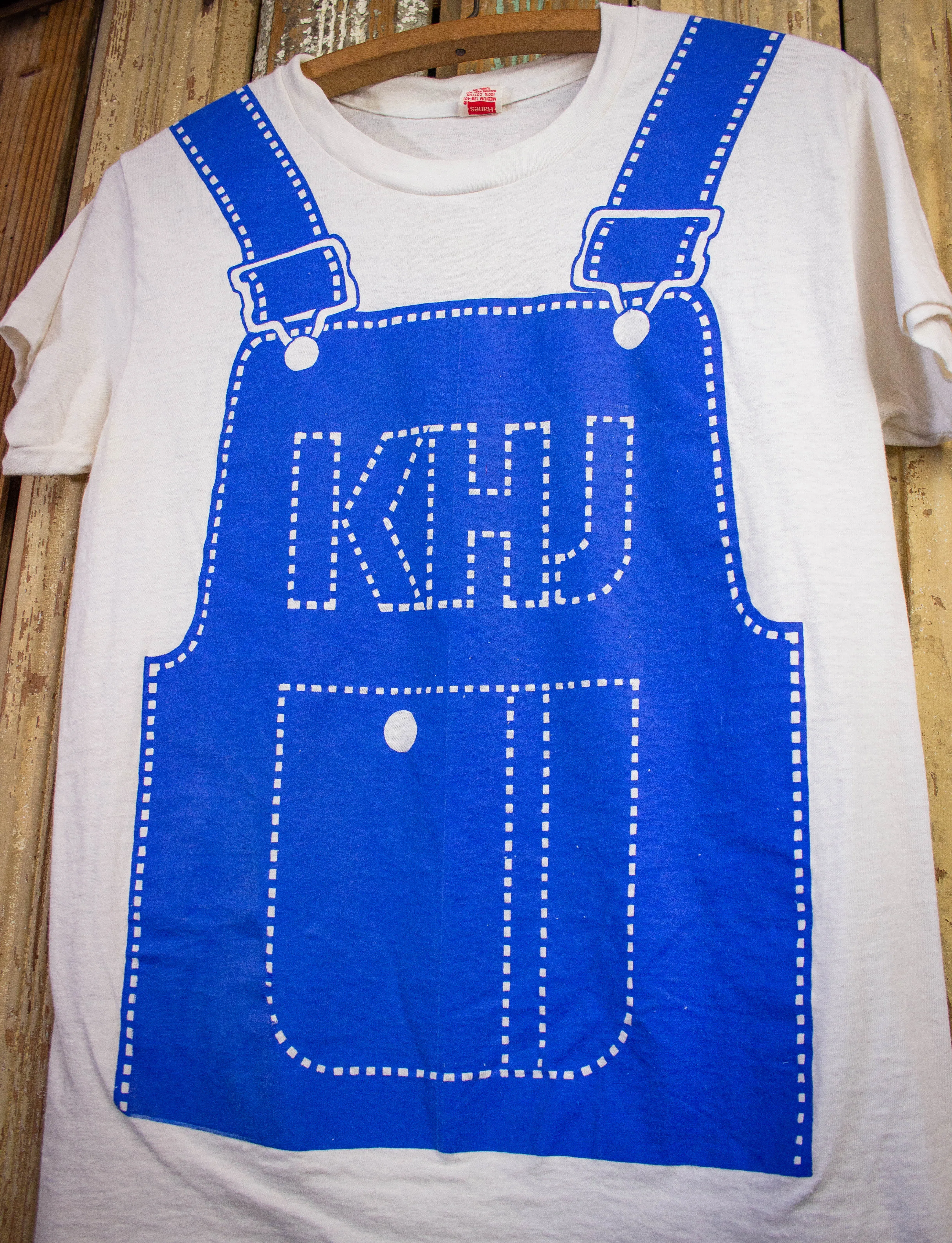 Vintage KHJ Overalls Graphic T Shirt 80s White Small