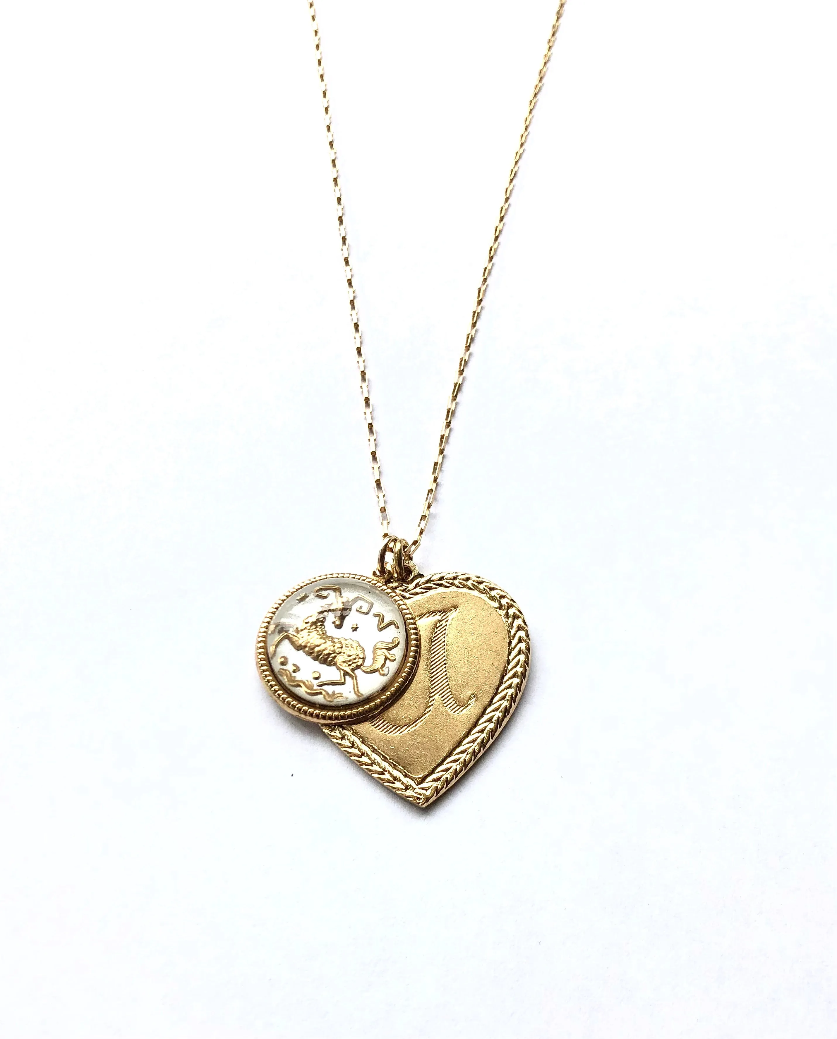 Vintage Monogram Heart Pendant