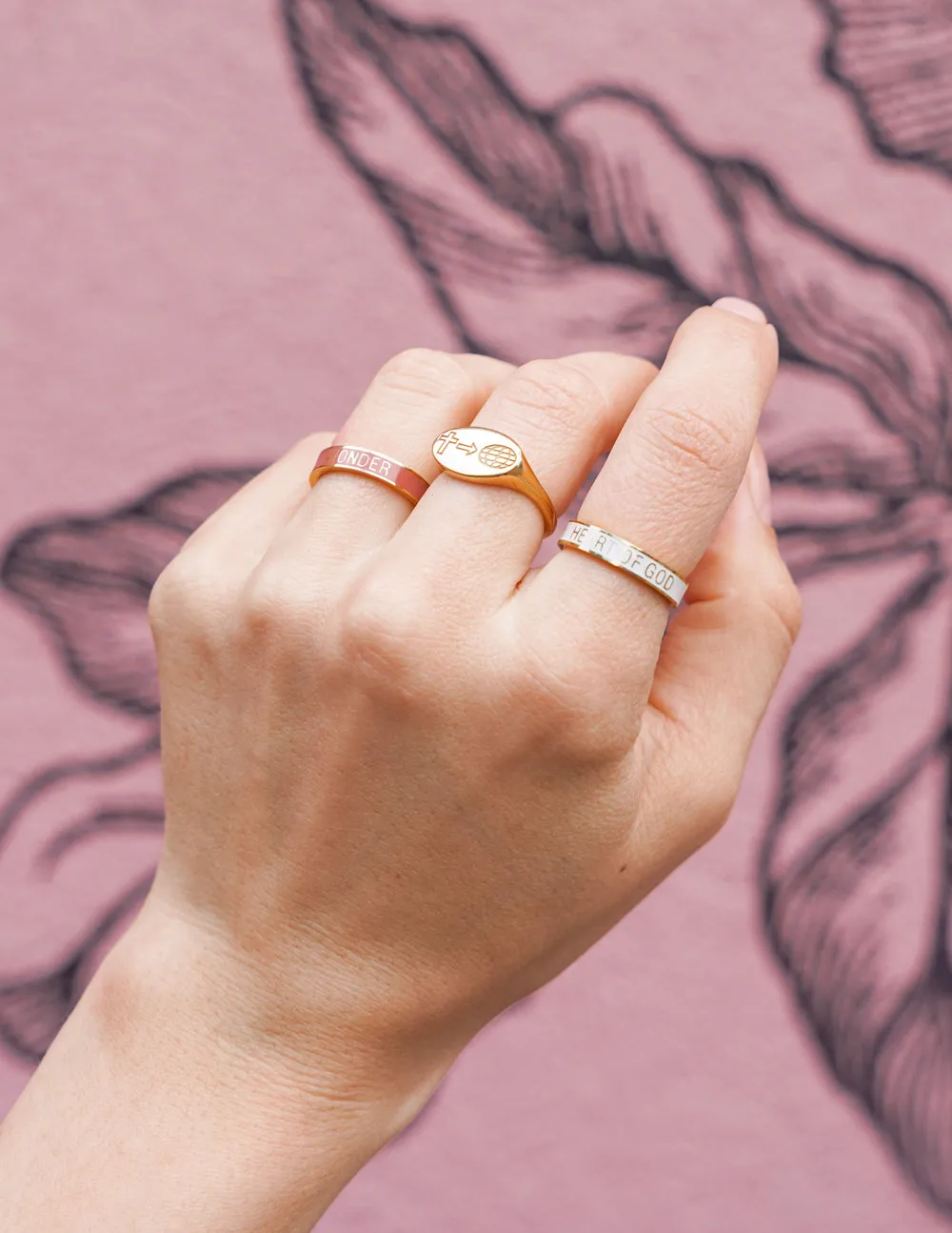 White Enamel Heart of God Ring